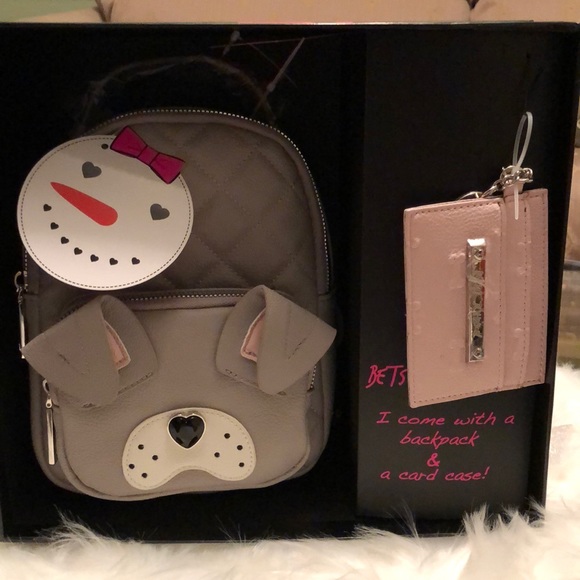 Betsey Johnson Dog Backpack ID/Card Case Box Set - Picture 3 of 11